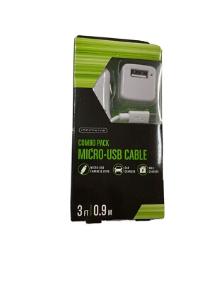 Infinitive Combo Pack Micro-USB Charge & Sync Cable + Wall Charger + Car Charger