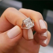 Lab-Created 2.62CT Radiant Cut Diamond Solitare Ring Gift 14K White Gold Finish