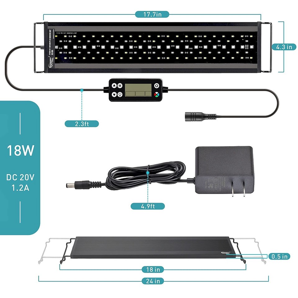 hygger Auto On Off LED Aquarium Light, Full Spectrum Fish Tank Light