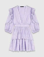 NEW, Maje Embroidered Ruffled Mini Dress Size 38 #EP57