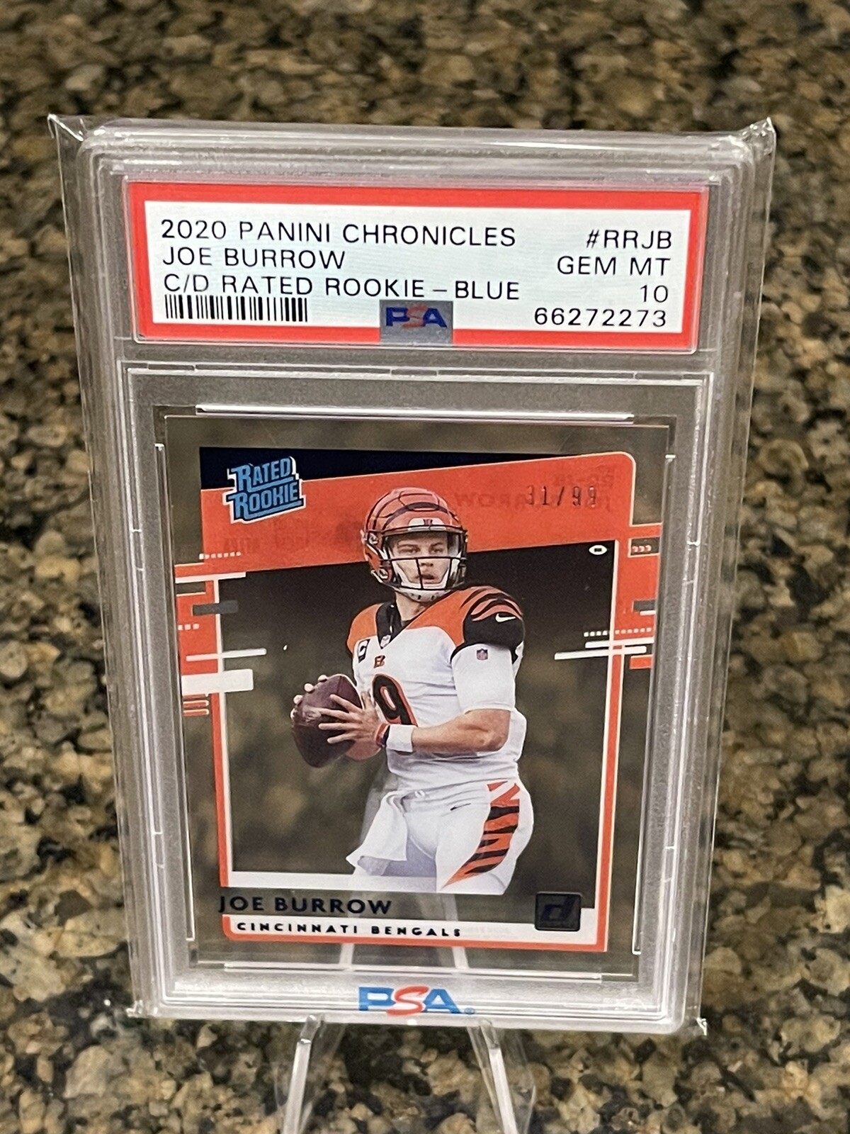 Joe Burrow Panini Chronicles Clearly Donruss Rated Rookies #RRJB Blue