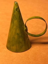 Primitive Early 17th~18th Century Style Mustard Yellow 2 3/4" Tin Candle Snuffer