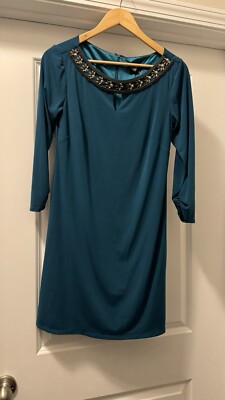 Laundry by Shelli Segal jeweled neck dress size 4 Teal