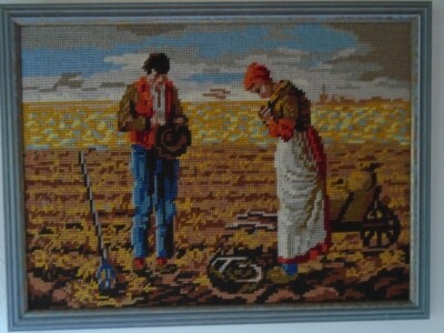 JEAN FRANCOIS MILLET DAS ABENDGEBET STICKBILD GOBELIN MIT RAHMEN 44,5 x 33,5 cm