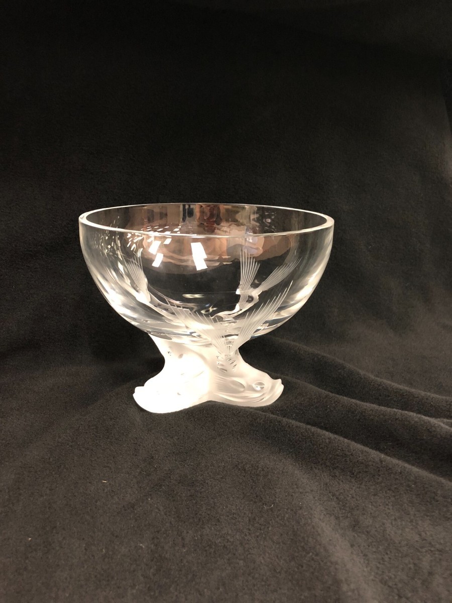 Lalique Crystal Fish Bowl, Engraved Signature, Mid 20th Century