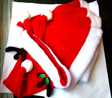 Christmas Santa Hat Adult SizeXmas Holiday 4 Plain 1 Reindeer Hat-5 Hats Total