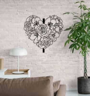 Heart Rose Large Metal Wall Art Flower Metal Wall Decoration Flower  Decoration
