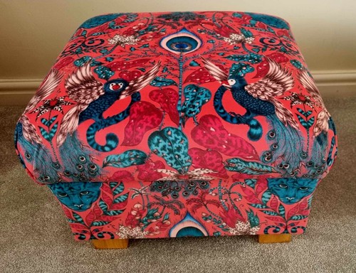 Emma J Shipley Orla Kiely Fabric Storage Footstool Pouffe Footstall Extinct Blue - Picture 30 of 148