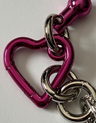 NIB Versace Medusa Logo 2Tone Pink Silver Star Heart Chunky Chain Necklace $1675 - Picture 15 of 24