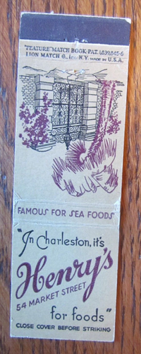 feature-matchbook-cover-henry-s-charleston-nc-empty-matchcover-d26-ebay