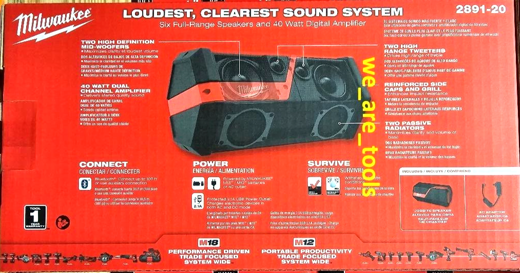 NEW IN BOX Milwaukee 2891-20 Cordless Bluetooth Speaker M18 M12 6