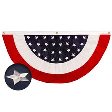 USA Pleated Fan Flag 3x6FT Star Center Embroidered Polyester Stars Stripes