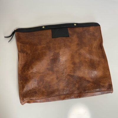 Cynthia Vincent Oversized Croc Leather Bankers Clutch 