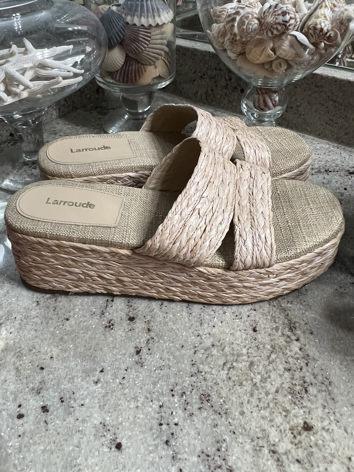 Larroude  Wedge Ash Braided  Raffia US Women's 8 Sandals Sold Out image 6