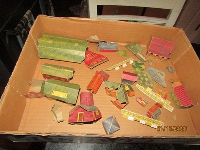Vintage KIX CEREAL BOX CUT-OUTS Farm Building Barn Granary Lambing Premium Promo