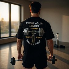 Men’s Gym T-Shirt Cotton Muscle Fit Workout Tee | Fitness Training Shirt Uk