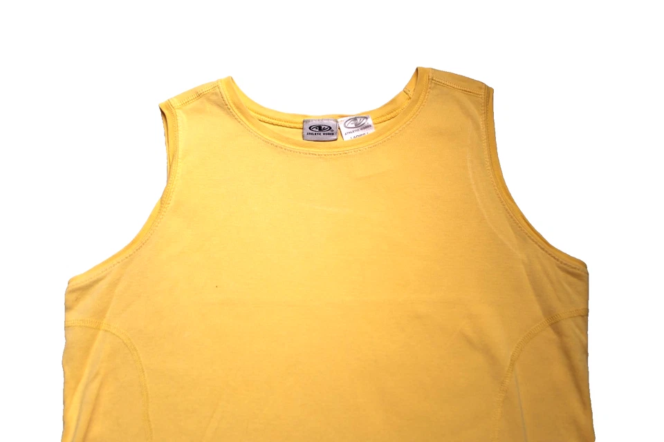 ALTHLETIC WORKS без рукавов футболка женщины размер L твердый желтый 100% хлопок вязаный - Изображение 2 из 4