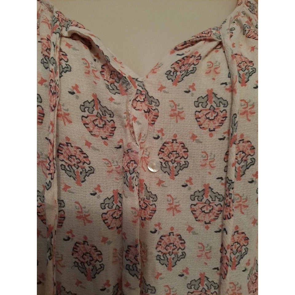 Женская крестьянская блузка LUCK BRAND размер S розовая и цвета слоновой кости с цветочным узором с длинным рукавом - Изображение 4 из 4