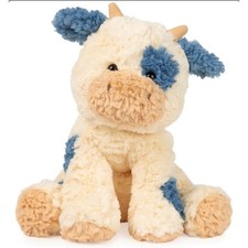 Gund Cozys Cow Plush Stuffed Animal Cream Blue 11" Lovey Toy 6064472