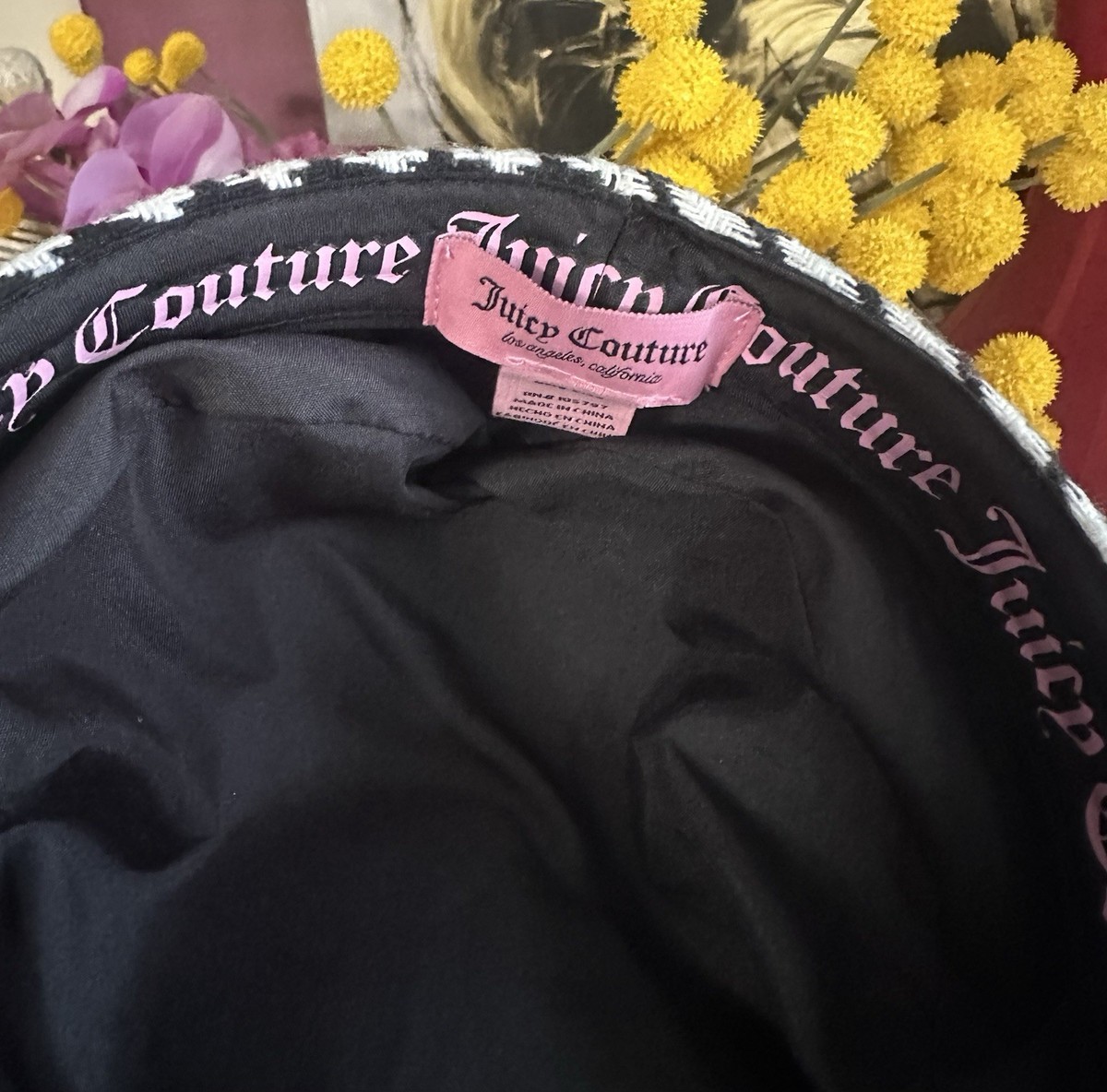 Juicy Couture Black Newsboy Fashion Hat Visor Cap Beret With 