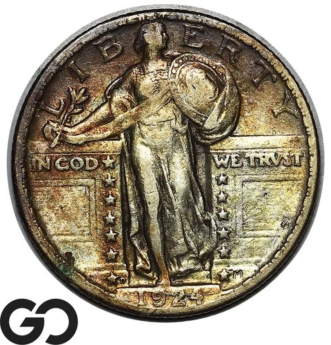 1924-D Standing Liberty Quarter, Date Die Break, Choice VF++ Better Date