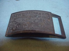 Vintage Levi Strauss & Co Belt Buckle Two Horse Logo Brass Made in USA Patented