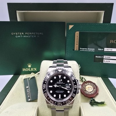 2014 PAPERS Rolex GMT Master II 116710LN Steel Ceramic ''Green Arrow'' 40mm BOX