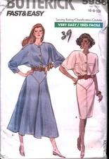 5986 UNCUT Vintage Butterick Sewing Pattern Misses 1980s Very Loose Skirt Top 10