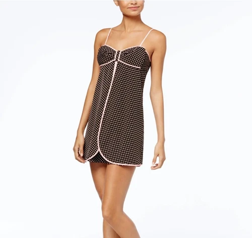 Mini abito slip Kate Spade piccolo a pois con fiocco ornato chemise taglia XL donna