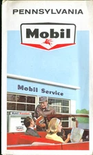 Mobil Gasoline Road Map Pennsylvania 1966