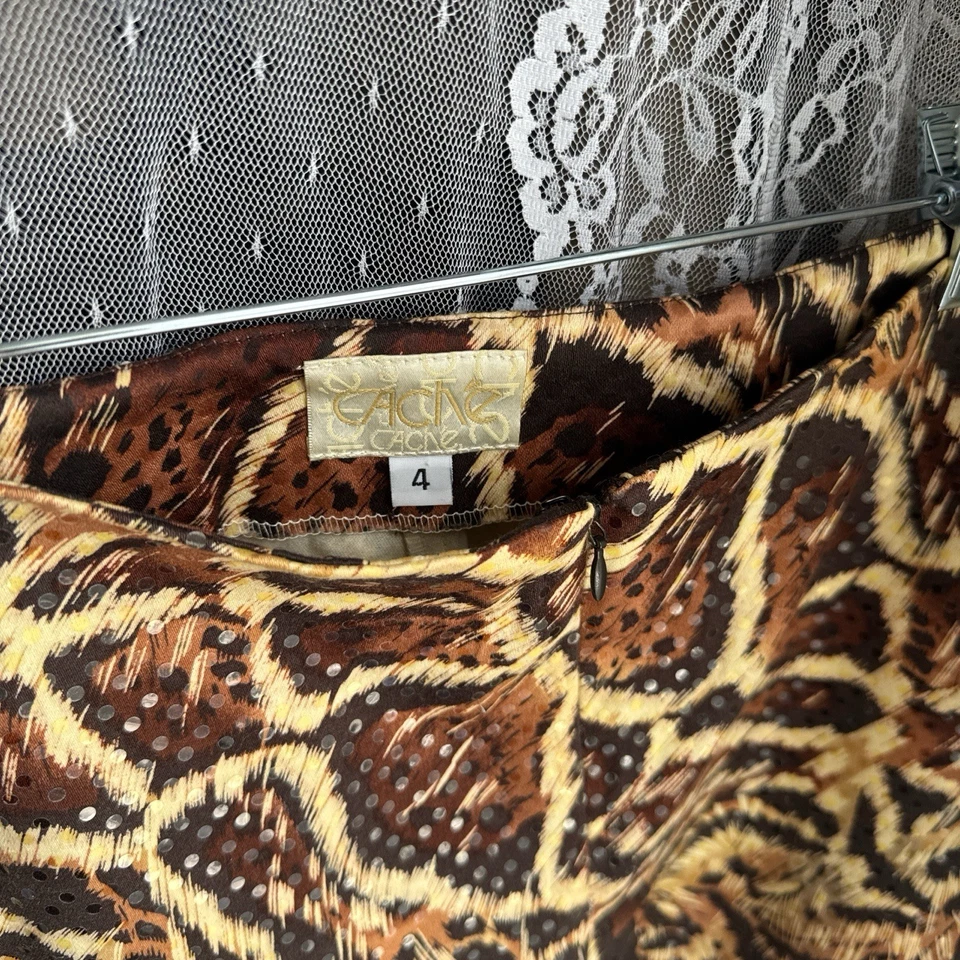Vintage Caché Sequin Animal Print Pants (Size 4, 90’s/Y2K) - Image 2 of 4
