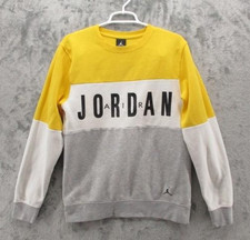 Air Jordan Sweatshirt Boys XL Yellow Gray Colorblock Fleece Pullover Nike