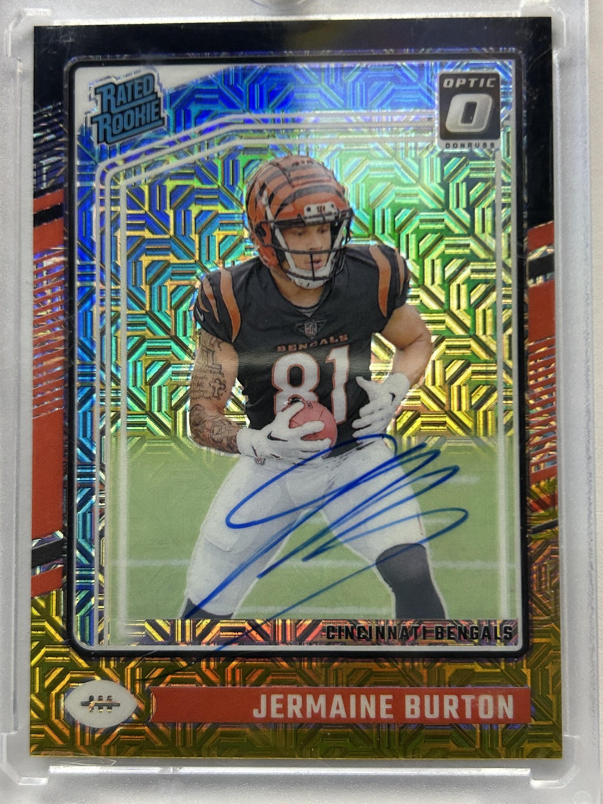 2024 Donruss Optic #251 Jermaine Burton Rated Rookies RPS Auto Black Gold #/60
