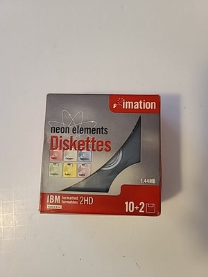 Imation Neon Diskettes 10 pack 2HD 1.44MB New Sealed IBM Formatted 