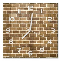 Wanduhr Aus GehäRtetem Glas Als Glasuhr Backsteinwand WeißE Zeiger 30X30 Cm