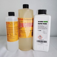 Kodak B W Developing Kit HC 110 1L Ilford Rapid Fixer Photo-Flo 200