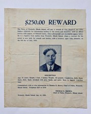 1928 VINTAGE WANTED POSTER $250 REWARD FOR ARREST OF LIOTTA, ASSAULT WESTERLY RI