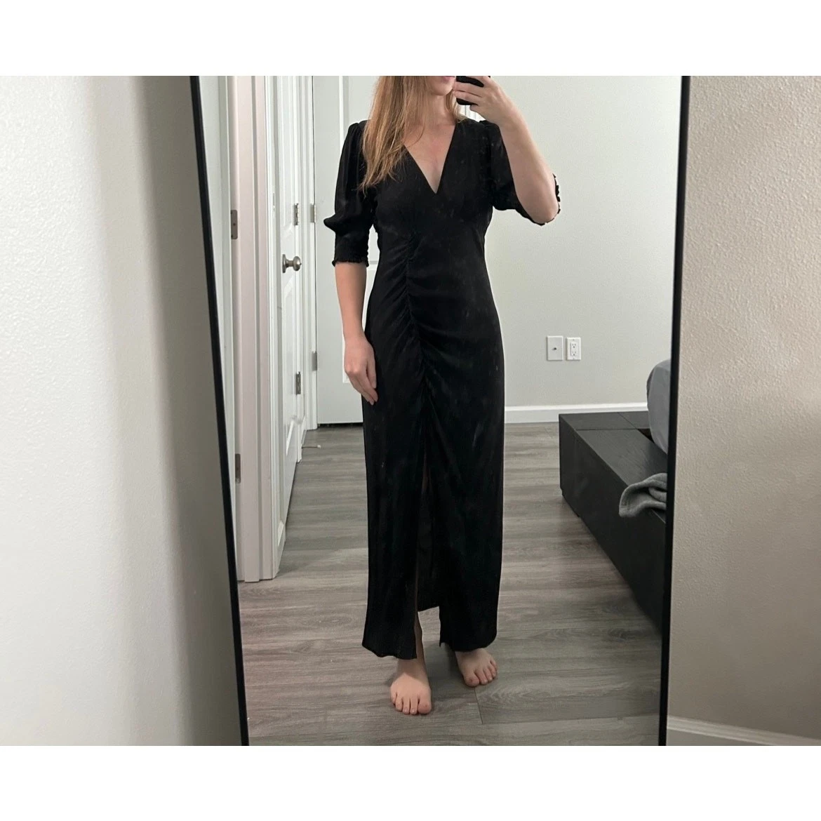 metallic green bridesmaid dresses ZAPAKA Women Dark Long Dress Mermaid Halter Ruched Satin Wedding Guest Dress, Dark Green / US6 PRODUCT TYPE:S Crystal Satin 078-Blue Black Beaded Lace Long
