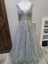 Mac Duggal 20312 Embroidered Ice Blue Net A-L...