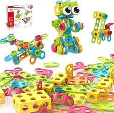 PicassoTiles 115 Piece Building Blocks Set Kids STEM Toy Construction Engineerin