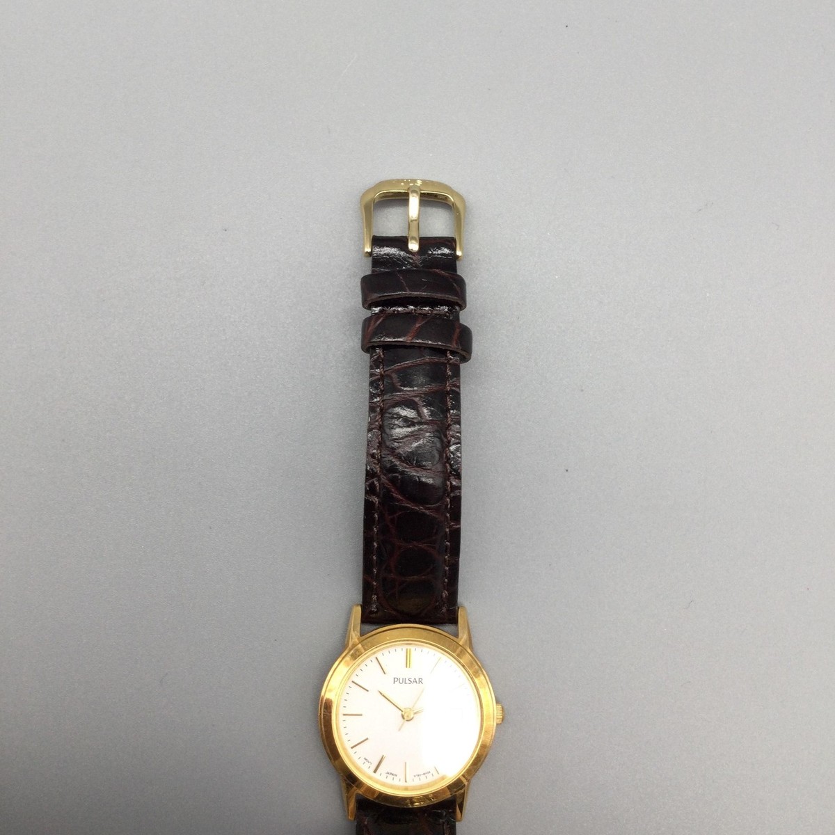 VIntage Pulsar Womens Watch 24mm Gold Tone Brown Leather Strap New