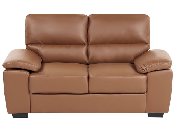 Klassisches Sofa 2-Sitzer Mit Breiten Armlehnen Kunstleder Braun Vogar-image