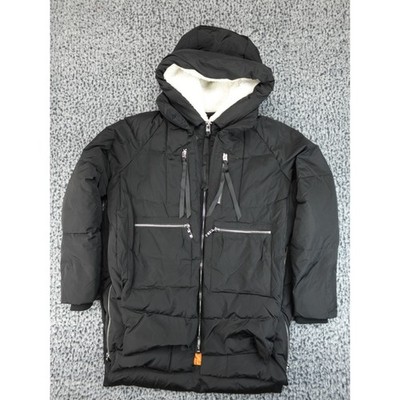 Orolay Thickened Down Jacket Women Med Black Puffer Parka Sherpa Hood Side Zip