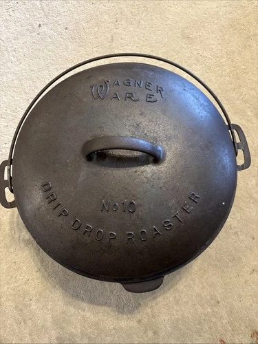 Vintage Wagner Ware Cast Iron Drip Drop Roaster No. 10 1270 B W/ Trivet RARE