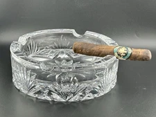 Vintage Rogaska Cut Crystal Cigar Ashtray 7” Signed Heavy Lead Glass Slovenia