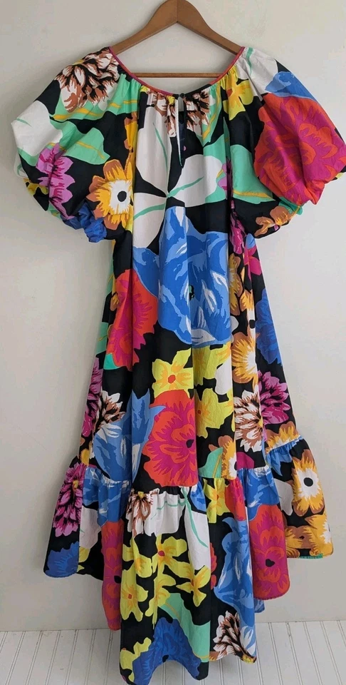 Vestido Christopher John Rogers x Target colorido algodão Hi Lo Mumu plus size 2X  - Imagem 4 de 4