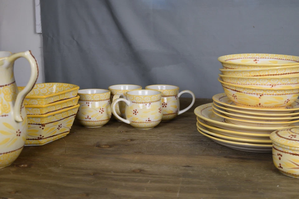 Temp-tations Old World 黄色石器餐具套装盘子碗马克杯罐 — 第 4/4 张图片