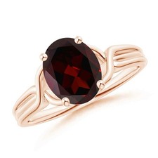 Sterling Silver Oval Garnet Gemstone Mother Solitaire Prong Promise Ring