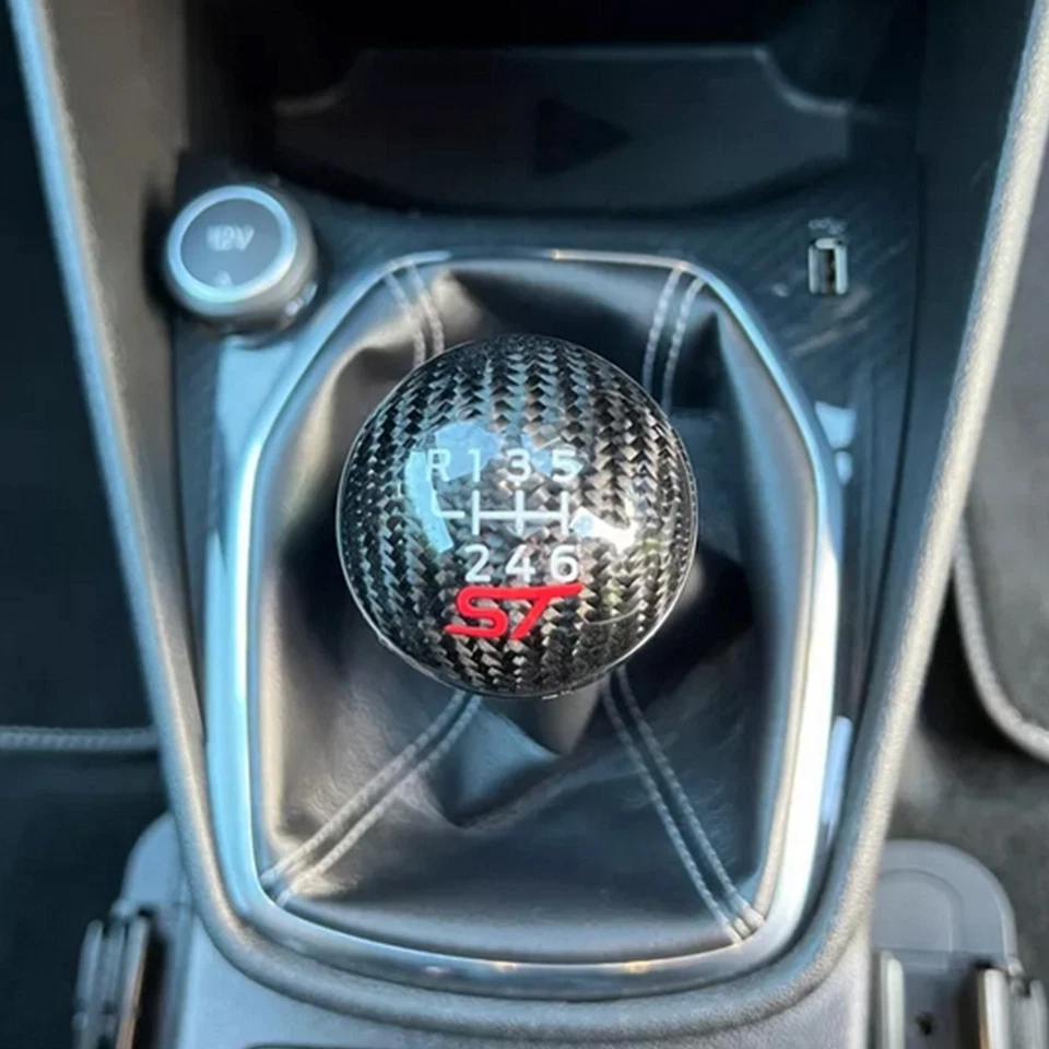 CARBON FIBER SHIFT GEAR KNOB for FORD FOCUS MK3 MK4 FIESTA MK7 MK8 RS ST Sport - Image 2 of 4