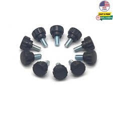 10PCS M5 x 10 mm Knurled Thumbscrews Carbon Steel Black Round Clamping Grip Knob
